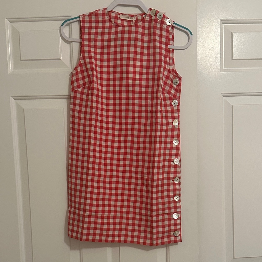 Doen Coralie Red and White Gingham Shift Dress